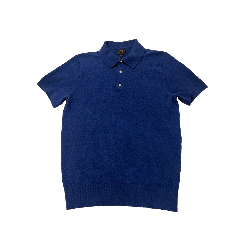 J. Crew Cashmere Short Sleeve Sweater Polo  Blue Mens Small